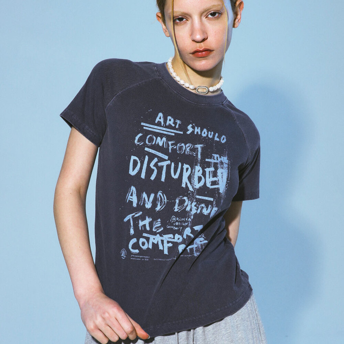 韓國PRENDA - ART COMFY PIGMENT TEE DARK BLUE